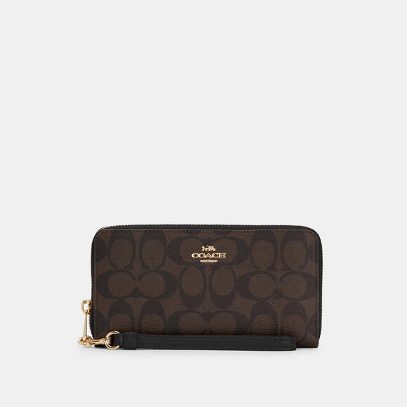 Long Zip Around Wallet In Signature Canvas - Picture 1 of 2